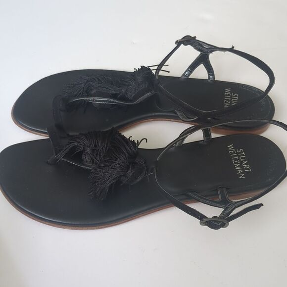 Stuart Weitzman leather tassel ankle strap sandal - Picture 7 of 10